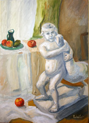 Roberto Art Kasperovichius work - Boy with apples, canvas, oil, 50x70, 2011